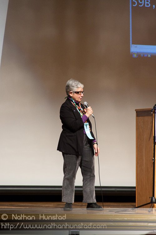 Representative Phyllis Kahn addresses the SD59 convention after